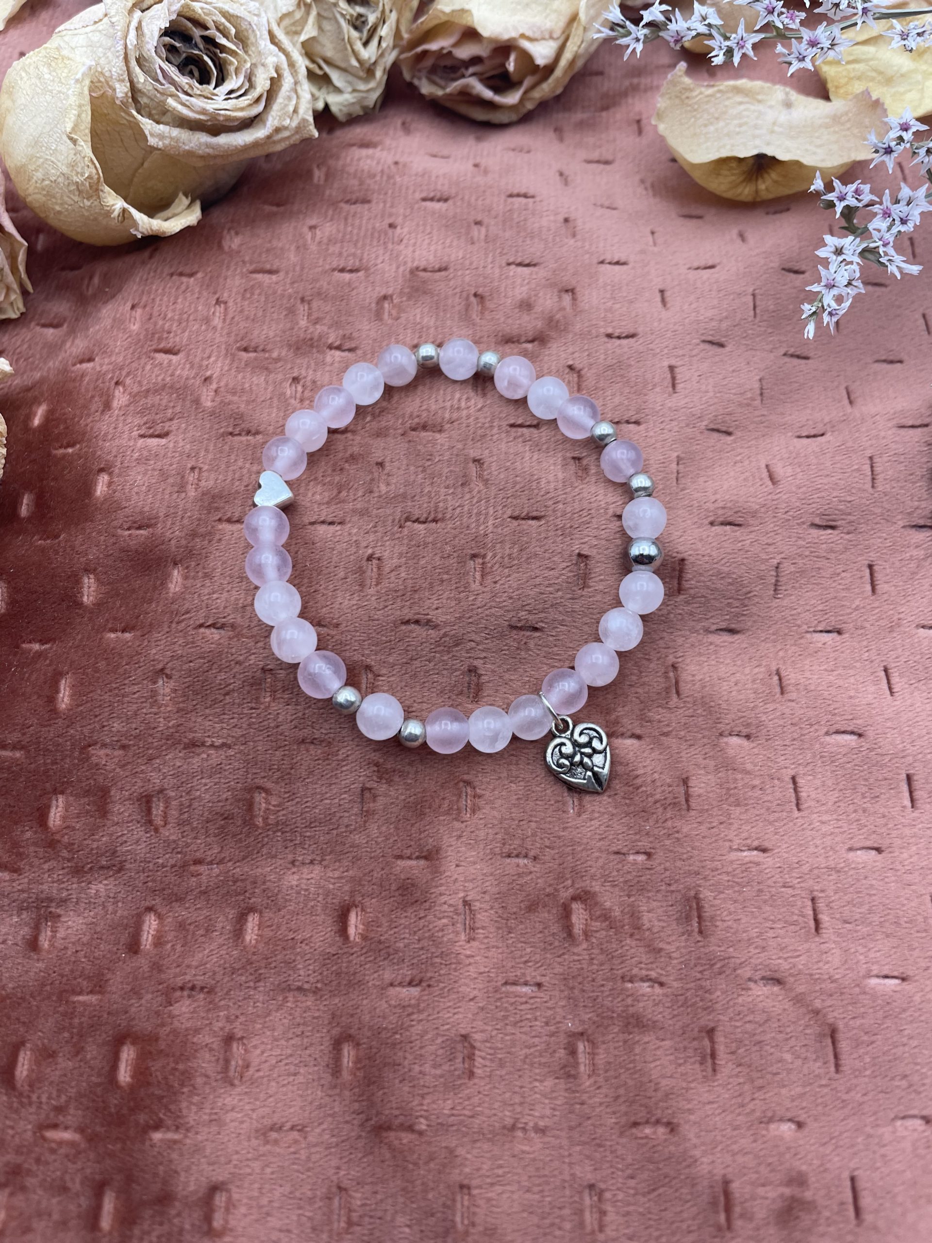 Bracelet en pierres naturelles - Quartz rose