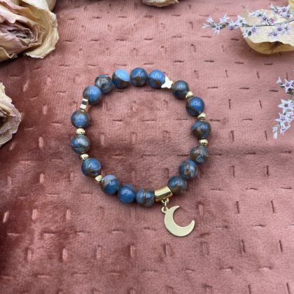Bracelet en pierres naturelles - Jaspe bleue