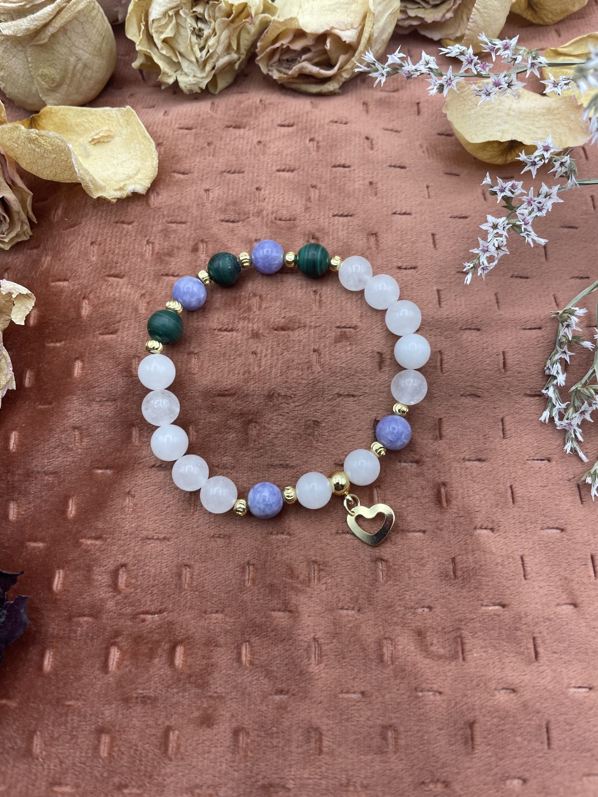 Bracelet en pierres naturelles - Malachite / Jade