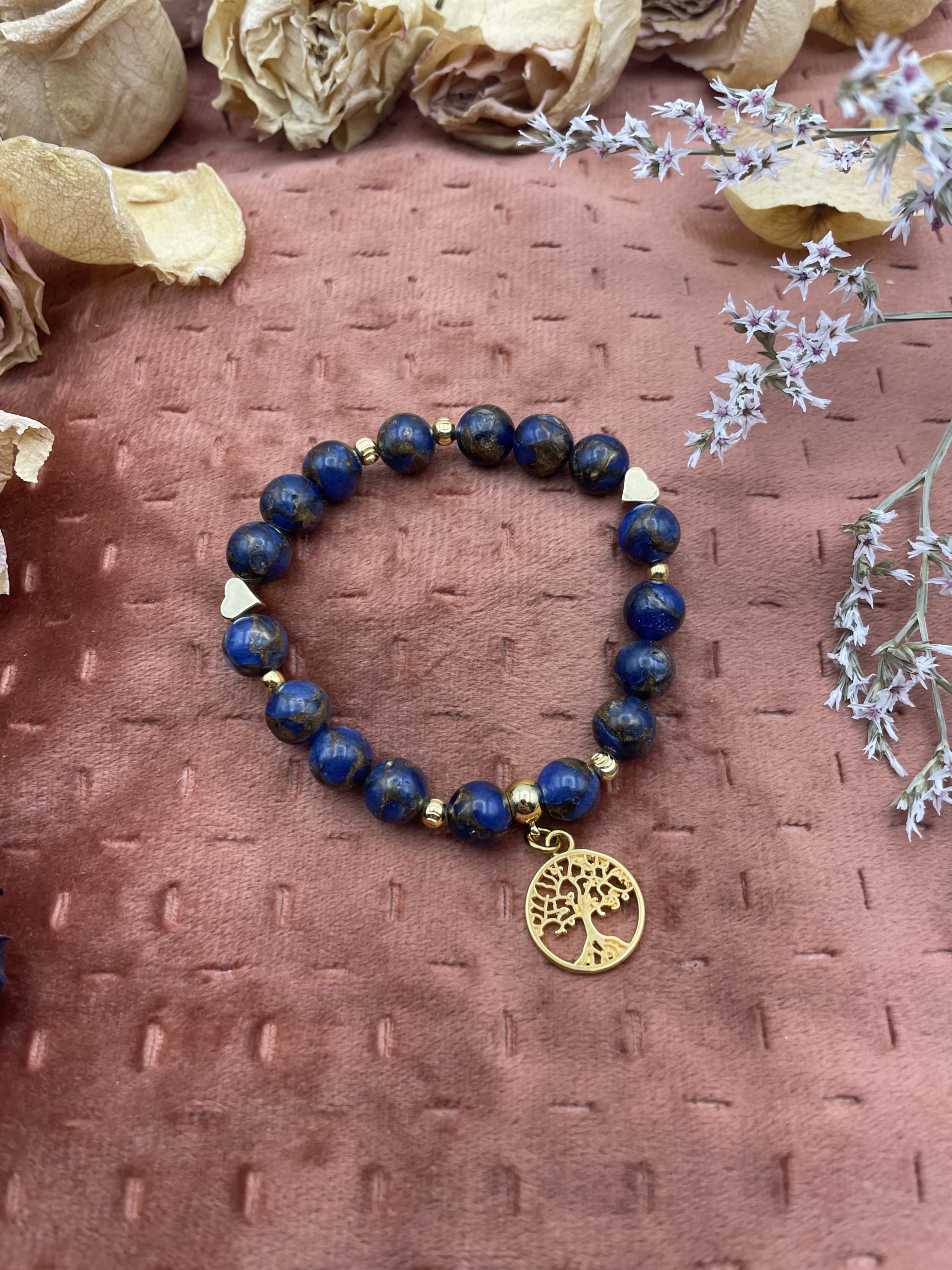 Bracelet en pierres naturelles - Jaspe bleue feu