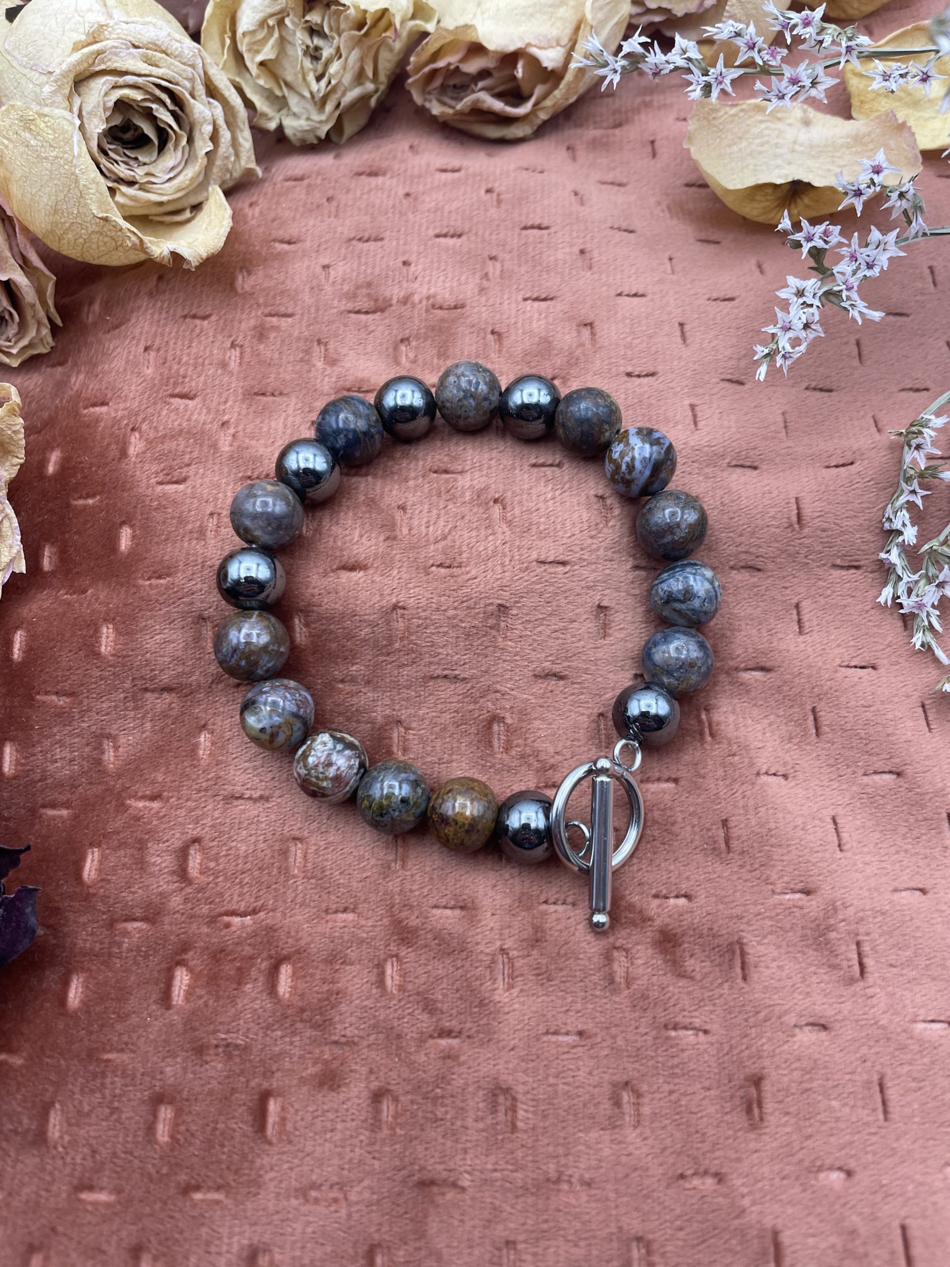 Bracelet en pierres naturelles - Piétersite / Hématite