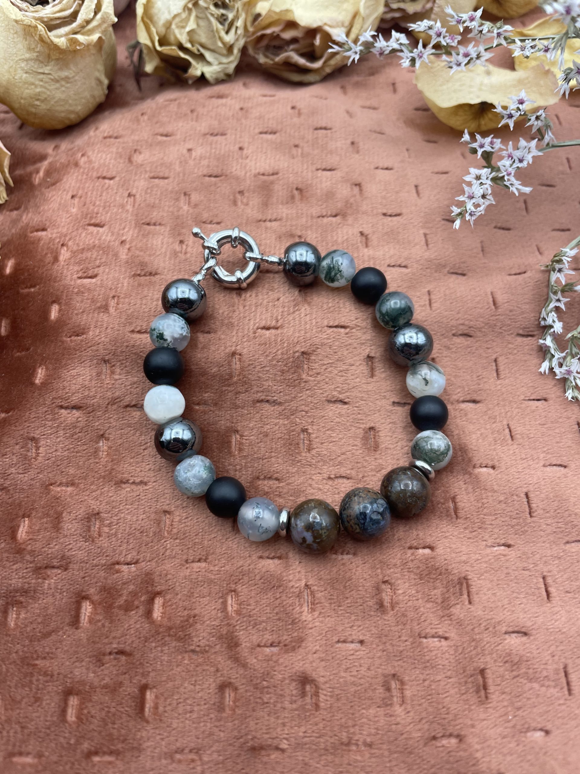 Bracelet en pierres naturelles - Onyx / Piétersite / Agate