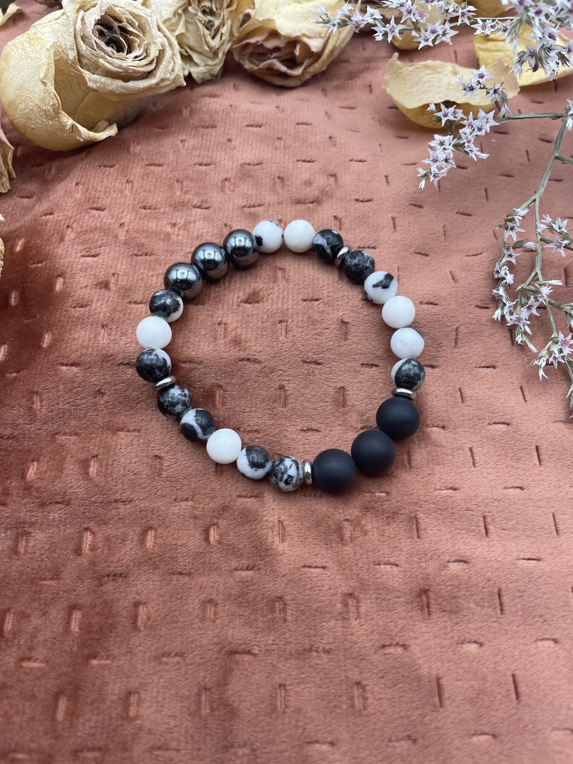 Bracelet en pierres naturelles - Onyx / Jaspe / Hématite